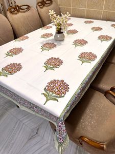 100% coton élégant fabriqué à la main imprimé floral couverture de Table traditionnel Artisan Design Rectangle main bloc imprimé couverture de Table - Product Image 2