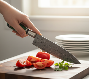 Cuchillo de chef de acero de Damasco Premium, cuchillo de cocina afilado para uso profesional y doméstico, mango ergonómico, hoja Tang completa - Product Image 4