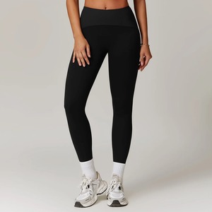 Mallas de yoga femeninas OEM personalizadas, cintura elástica de punto sin costuras, ropa deportiva ecológica estirable en cuatro direcciones - Product Image 2