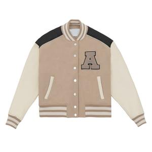 Chaqueta de invierno de piel auténtica con bordado de letras de chenilla personalizada al por mayor, chaqueta de piel auténtica para mujer - Product Image 2