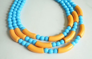 Women Handmade DIY Indian Jewelry Yellow Turquoise Blue Acrylic Bead Multi-Strand <b>Statement</b> <b>Necklace</b> Resin Angel <b>Necklace</b> - Product Image 3