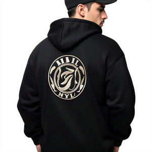 Sweat à capuche surdimensionné en molleton respirant imperméable pour hommes, brodé et imprimé sur mesure 100% coton pour l'hiver-Service OEM - Product Image 4