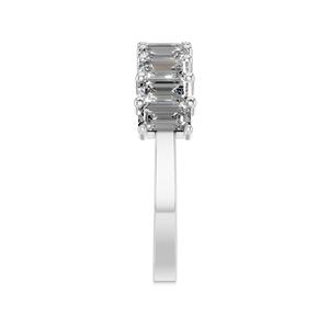 Elegant 925 Sterling <b>Silver</b> Emerald Cut Moissanite Half Eternity <b>Band</b> Wedding Engagement <b>Ring</b> Sparkling Timeless Design - Product Image 3