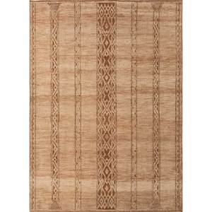 พรมไหมพรมถักมือ Jaipur Rugs รุ่น ZA LCA-1510 สีเทียมเบจและน้ำตาล ลายเรขาคณิต สำหรับห้องนั่งเล่นหรือทางเดินในบ้าน เหมาะสำหรับวัยรุ่น - Product Image 1