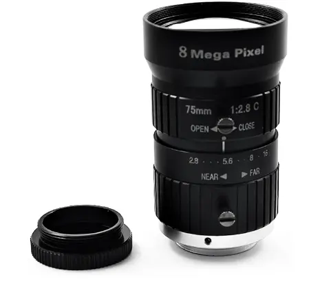 Ống kính ngàm 4K HD 8 Mega Pixel C 75mm Khẩu độ dài định dạng F2.8 1 Iris thủ công cho camera CCTV an ninh công nghiệp
