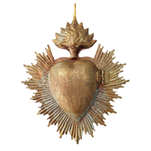 Boîte de coeur sacré en métal fini argent antique Ex Voto suspendu coeur sacré pour église cadeau et décor catholique décoratif - Product Image 2