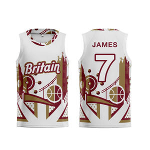 Camiseta de baloncesto sublimación personalizada Unisex 100% poliéster transpirable nombre personalizado número Logo diseño - Product Image 6