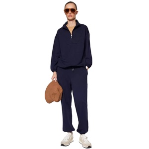 ชุดออกกำลังกายผ้าฝ้ายคอตั้งสำหรับผู้หญิงชุดวอร์มลำลองแนวสตรีทสำหรับผู้หญิง | บริการ OEM โลโก้ออกแบบได้ตามต้องการ - Product Image 4