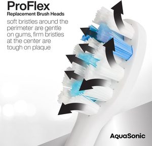 Cabezales de cepillo de repuesto AquaSonic Proflex | ADA aceptado | para dientes más blancos y cuidado de las encías (paquete de 8 blanco) - Product Image 2