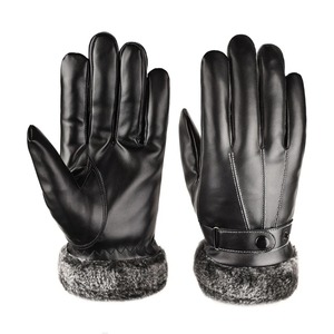 Gants d'hiver pour moto en cuir de mouton imperméable compatibles avec les écrans tactiles Doublure douce coupe-vent - Product Image 1
