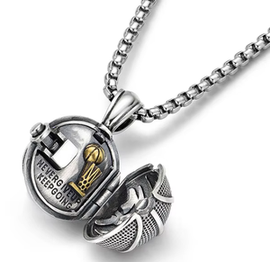 Collar con Colgante de Baloncesto de Acero Inoxidable, Grabado con la Frase 'Never Give Up', Joyería Deportiva para Hombre, Regalo - Product Image 1