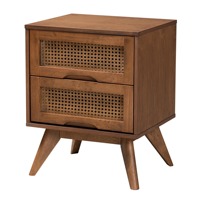 Ensemble de chambre à coucher 3/4/5 pièces en châtaignier, en bois fini brun noyer et rotin, tailles de lit multiples