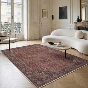 Netline Home Crisp Patina Deep Red Vintage Washable <b>Rug</b> - Product Image 5