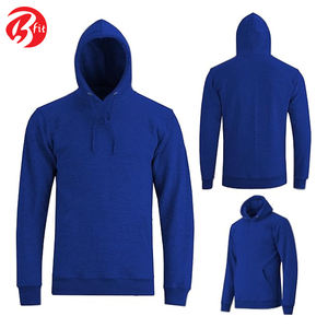 En couleur bleue 100% coton sweats à capuche thermiques qualité supérieure conception personnalisée tenue décontracté manches longues hommes sweats à capuche - Product Image 5