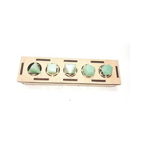 Ensemble de géométrie en cristal de haute qualité Ensemble de boîte en bois de géométrie en cristal d'aventurine verte Solides platoniques Ensemble de géométrie en pierre sacrée - Product Image 3