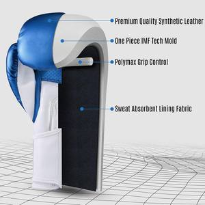 QST métallisé bleu gants d'entraînement de boxe sac de boxe Durable Mauy gants de boxe thaïlandais crochet et boucle soutien du poignet équipement de boxe - Product Image 2