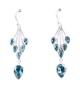 Girls <b>Blue</b> <b>Topaz</b> Gemstone Dangle <b>Earrings</b> 925 Solid Sterling Silver Women's Party Jewelry <b>Blue</b> Stone Elegant Drop Design - Product Image 1