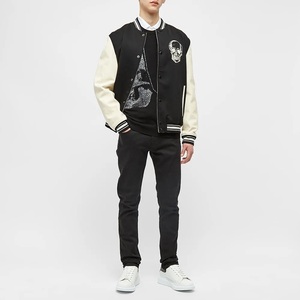 High Quality Custom <b>Men's</b> Chenille Embroidery Leather Sleeves Windproof Breathable Fleece Filled Winter <b>Baseball</b> <b>Jacket</b> - Product Image 5