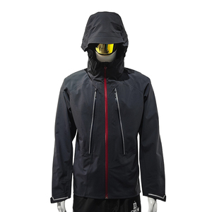 Chaqueta impermeable de exterior personalizada para hombre, chaquetas de lluvia lisas de poliéster, chaquetas de lluvia con capucha rompevientos negras, chaquetas de lluvia de 3 capas - Product Image 1