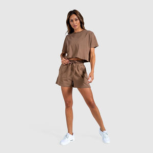 Color pastel personalizado al por mayor impreso logotipo bordado mujeres pantalones cortos verano algodón pantalones cortos - Product Image 6