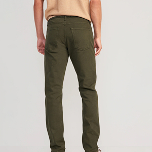 กางเกงลำลองขายาวสำหรับผู้ชายกางเกงผ้าคอตตอน100% เอวตรงแบบถักรัดรูปย้อมสีเรียบมีบริการ OEM ตามสั่ง - Product Image 2