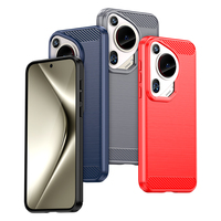 Étui de téléphone de haute qualité en fibre de carbone TPU brossé, peint à la UV, antichoc, couleur unie pour Pura70 Nova12 Ultra Mate60 50