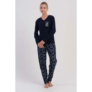 KADIN P.SUPREM BATTAL XXL V YAKA UZUN KOL ETEGI OVAL PIJAMA TAKIM - Y.LACIVERT - Y.LACIVERT - Product Image 1