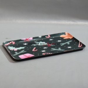 Plateau de service vert élégant avec un motif d'arbre unique parfait pour ajouter une touche festive à vos rassemblements de vacances - Product Image 5