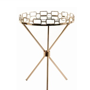 Mesita de noche para sala de estar, muebles decorativos, artículo brillante, acabado pulido, mesa de Metal de aluminio - Product Image 4