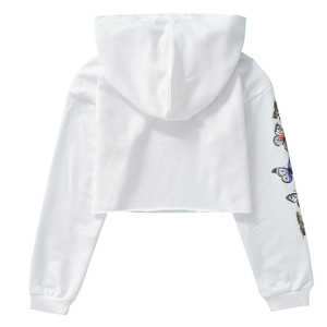 Long Sleeves Pullover Hooded Crop Top Hoodie Autumn Winter 100% Cotton Fleece Breathable High Quality Customizable 220g - Product Image 3