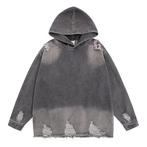 Alta calidad Unisex Vintage ácido lavado invierno moda mujer Sudadera Mujer cuello redondo polar desgastado sudadera para mujer - Product Image 4