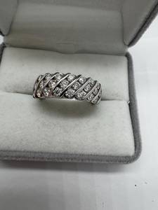 Bague en argent sterling 925 avec moissanite originale, trois couches de diamants ronds, élégante, luxueuse, mignonne, bijoux plaqués rhodium, bague cadeau - Product Image 6