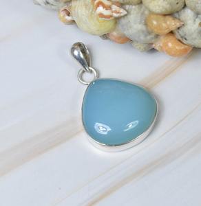Pendentif pour filles en argent sterling 925 calcédoine bleue collier de pierres précieuses cadeau de mariage parfait pour l'amour avec 925 bijoux estampillés - Product Image 3