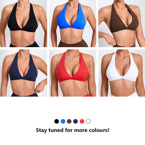 Venta al por mayor Impact Strappy Bra Gym Top Mujeres High Support Impact Thin Strap Halter Sports Seamless Bras Scrunch Workout Yoga - Product Image 5