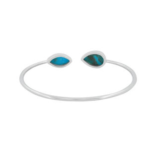 Premium 925 Sterling Silver <b>Gold</b> Plated High Finish Trendy Adjustable Turquoise Twister <b>Bracelet</b> Pear Marquise Cab Bezel Setting - Product Image 3