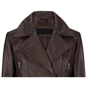 Chaqueta de Motociclista de Piel de Oveja Hecha a Medida de Primera Calidad para Mujer, 100% Genuina, Resistente al Viento, con Estampado, Acabado Elegante y Moderno - Product Image 5