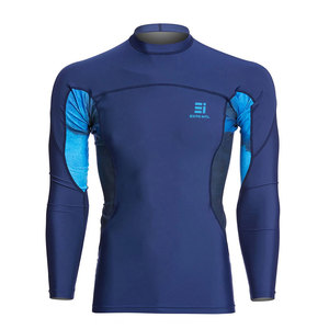 Chemise de compression à manches longues pour homme, protection UV UPF 50, surf, plongée, natation, BJJ, MMA, spandex, nylon, bleu marine, logo personnalisé - Product Image 1