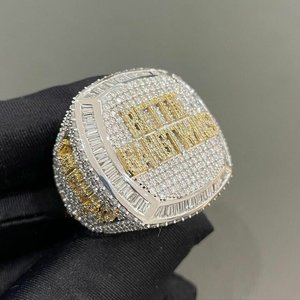 Custom <b>Initial</b> Letter Square Design VVS Moissanite Diamond Sparkling 925 Sterling Silver Rhodium Plated Men's Wear Gift <b>Ring</b> - Product Image 6