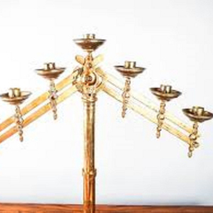 Classic Finish Brass Menorah Candle Holder Hanukkah Candle Stand Jewish <b>Lamp</b> Decorative Home Accent - Product Image 1