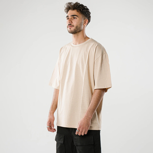 เสื้อยืดโอเวอร์ไซส์สำหรับผู้ชายเสื้อยืดโอเวอร์ไซส์ผ้าคอตตอนดีไซน์เรียบง่ายยาวออกแบบได้ตามต้องการ - Product Image 3