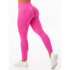 Hot Women's Gym Fitness Yoga Leggings Cintura alta Control de barriga Pantalones deportivos elásticos Efecto de levantamiento de glúteos Plata sólida No T-Line - Product Image 2