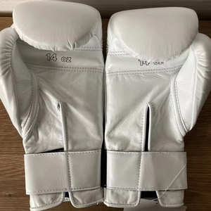 Gants de boxe professionnels gagnants à velcro blanc personnalisés en cuir véritable solide, tailles personnalisées à bas prix, vente en gros - Product Image 1