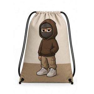 Unisex Canvas Drawstring Gym Bag Cartoon Print Casual Style Durable Anti-Theft Fitness <b>Backpack</b> - Product Image 2
