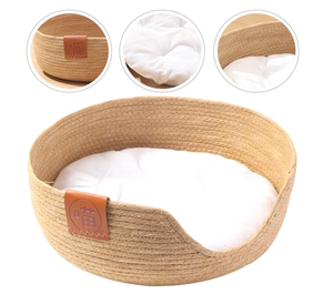 Cama para gatos de Interior de tamaño mediano con cojín, nido de paja, rascador para mascotas, cesta de hierba para espacio exterior - Product Image 2