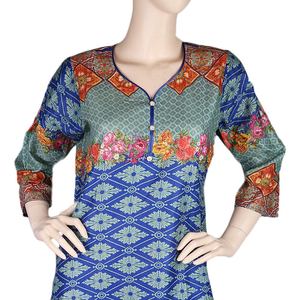 Traje de dos piezas estampado para mujer, color azul real - Product Image 3