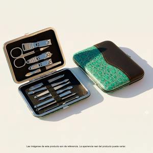 Set de Manicura Premium de Acero Inoxidable de 12 Piezas con Estuche de Cuero PU, Cortaúñas, Tijeras, Pinzas y Lima - Product Image 2