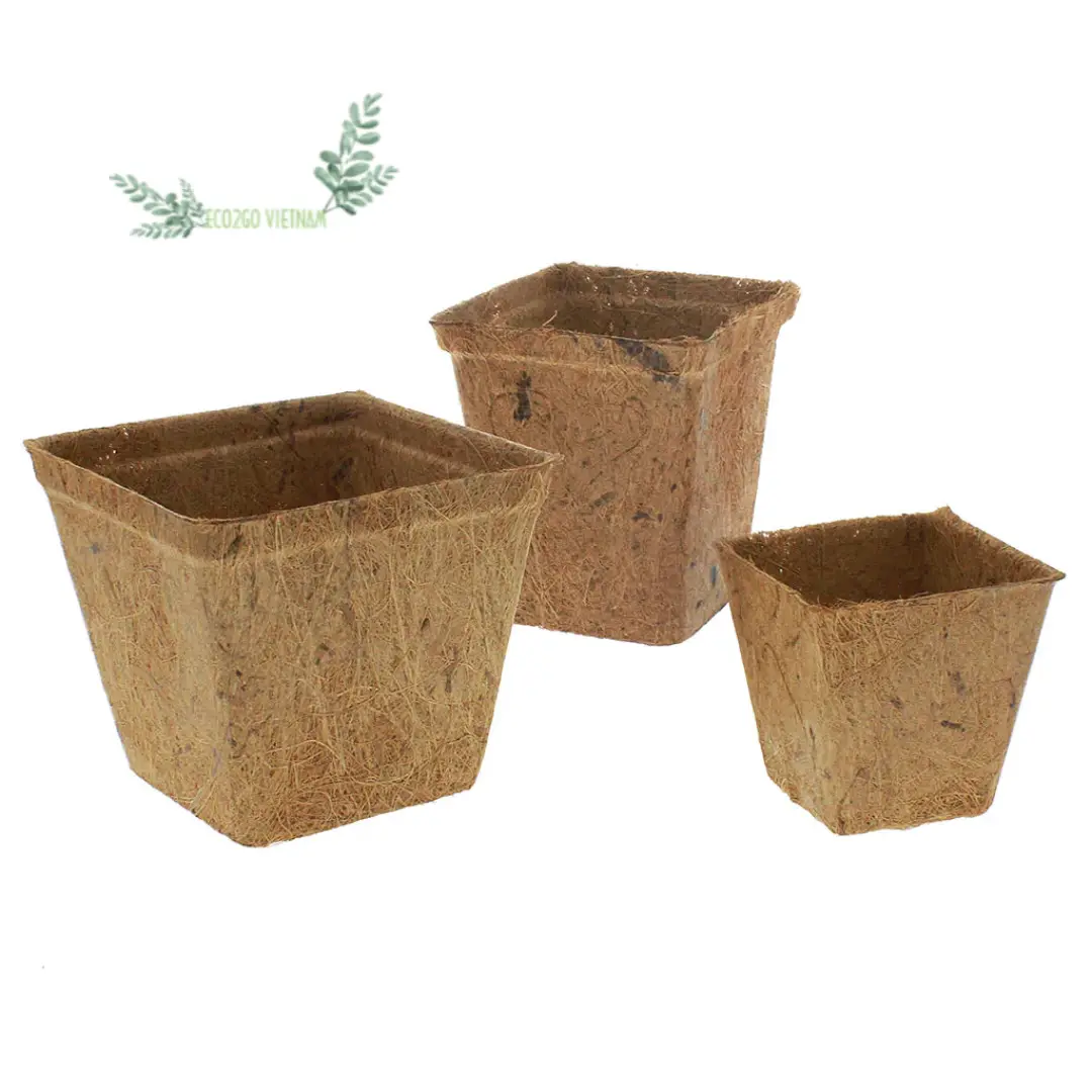 100% Natural And Biodegradable Coconut Fiber Pots Gardening/ Coconut Fiber Coir Plant Pot Made in Eco2go Vietnam