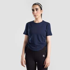 เสื้อยืดออกกำลังกายแบบครอปทรงเข้ารูปสีกรมท่าพร้อมดีไซน์แอคทีฟเชฟ - Product Image 1