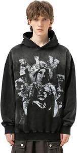 SAINT Hip Hop Vintage para hombre, sudaderas con capucha lavadas, estampado de retrato de espuma 3D, Sudadera con capucha de algodón 100%, Sudadera con capucha de algodón, Sudadera con capucha unisex - Product Image 3