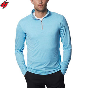 Polo personnalisé respirant à séchage rapide demi-fermeture éclair en tricot de haute qualité pour hommes polos à manches longues avec poches pour hommes - Product Image 2